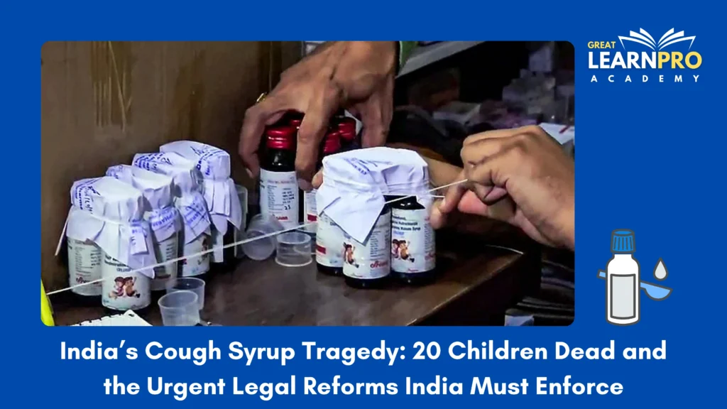 India’s Cough Syrup Tragedy: 20 Children Dead and the Urgent Legal Reforms India Must Enforce